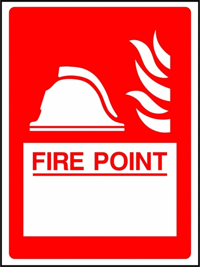 FIRE POINT sign showing blank identification panel below fire point wording. Artwork FEQP0010.