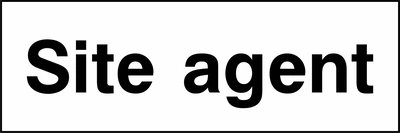 Black and white letterbox sign with bold Site agent wording. CONS0059 artwork.