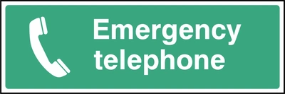 Emergency telephone sign showing telephone handset pictogram. Artwork FAID0027.
