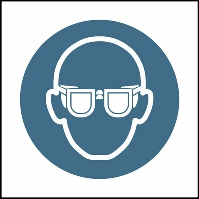 Wear eye protection pictogram sign showing blue safety glasses pictogram without wording. Artwork PPE0051.