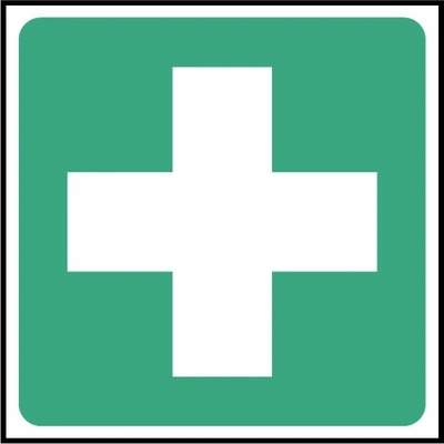 First aid pictogram sign showing white cross. Artwork FAID0013.