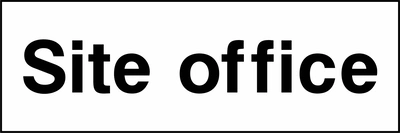 Black and white letterbox sign with bold Site office wording. CONS0060 artwork.