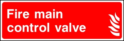 Fire main control valve sign showing fire main valve identification. Artwork FEQP0039.