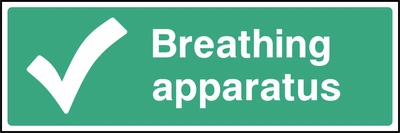 Breathing apparatus sign showing tick symbol and equipment identification. Artwork FAID0026.