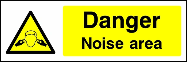 Danger — Noise area sign showing yellow noise area warning triangle beside wording. Artwork MACH0003.