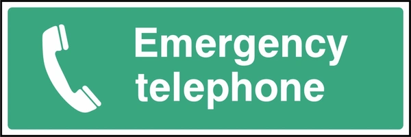 Emergency telephone sign showing telephone handset pictogram. Artwork FAID0027.