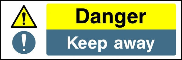Danger — Keep away. Stacked message panels. Artwork MULT0002.