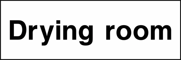 Black and white letterbox sign with bold Drying room wording. CONS0065 artwork.