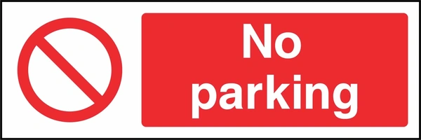 No parking sign showing plain red prohibition symbol beside wording. Artwork ACCE0014.