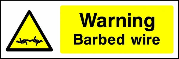 Warning — Barbed wire sign. yellow-and-black warning or coloured access panels. Artwork SECU0013.