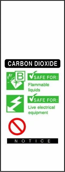 CARBON DIOXIDE sign showing carbon dioxide label below a blank identification area. Artwork FEQP0081.